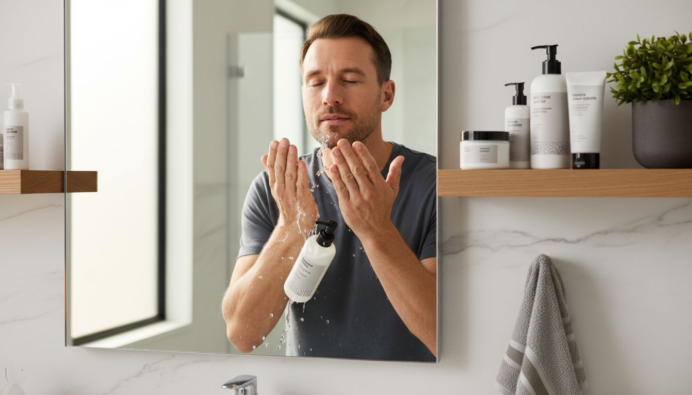 Man following a natural face care routine