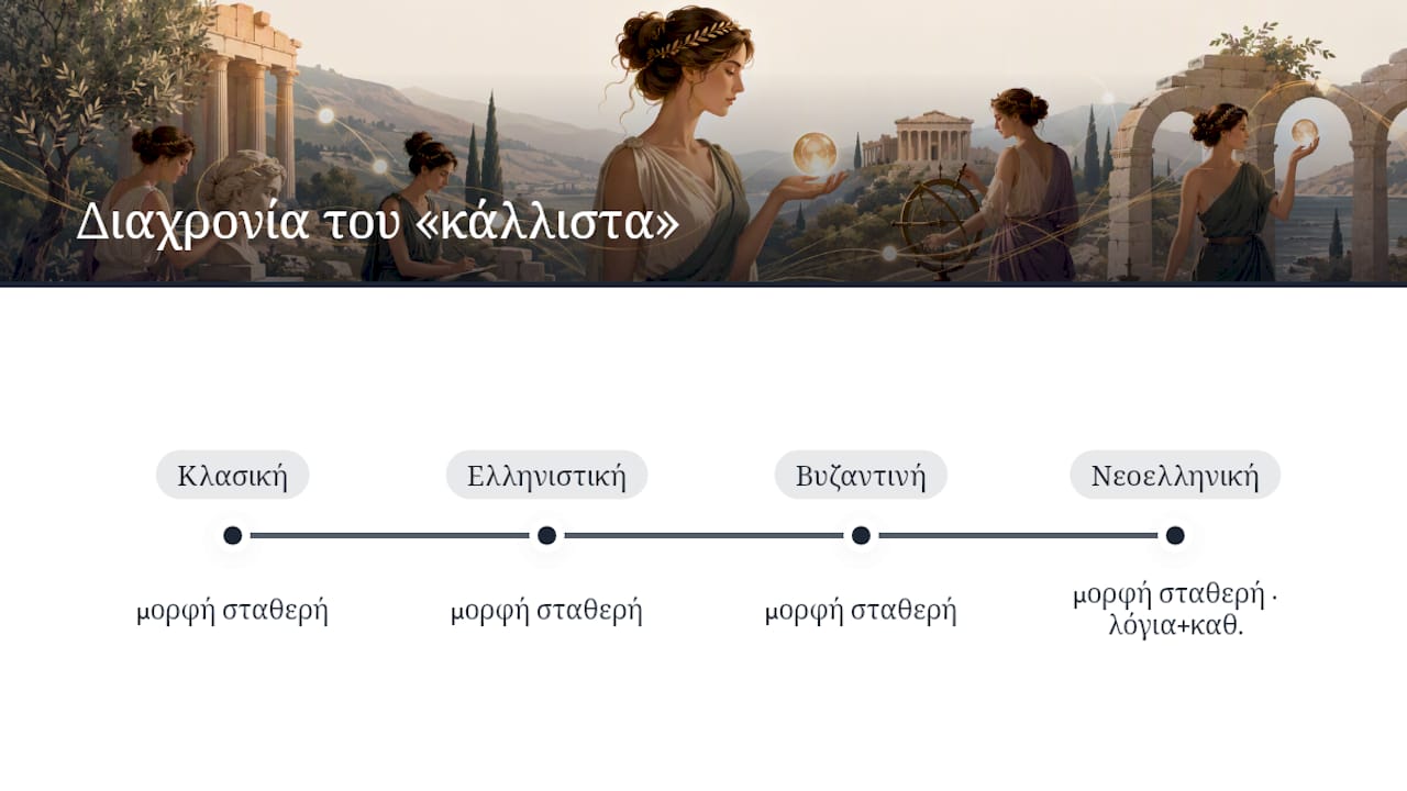 Από την αρχαία ελληνική στη σημερινή χρήση: η διαδρομή της λέξης — overview diagram