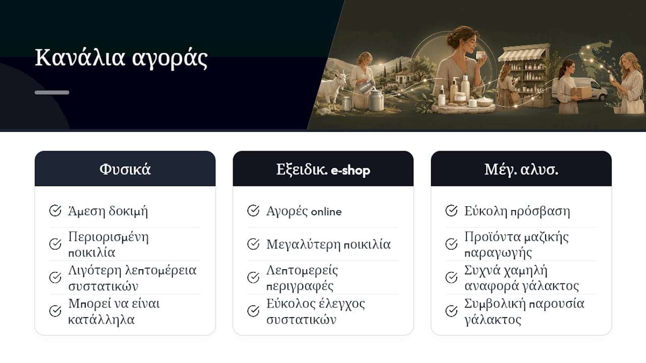 Πού μπορείτε να αγοράσετε προϊόντα με γάλα κατσίκας — overview diagram