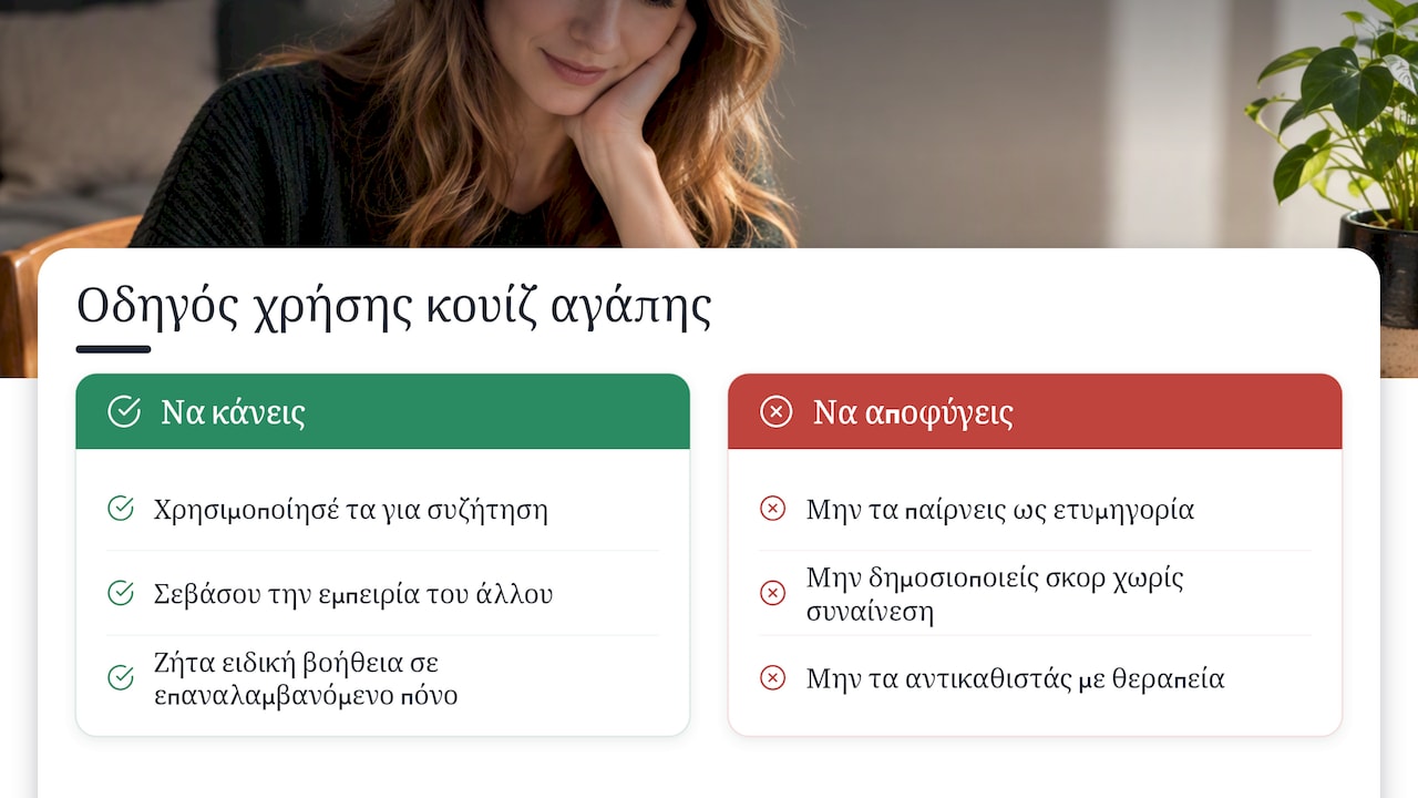 5. Η άποψή μας: πώς προτείνουμε να χρησιμοποιείς τα κουίζ αγάπης — overview diagram