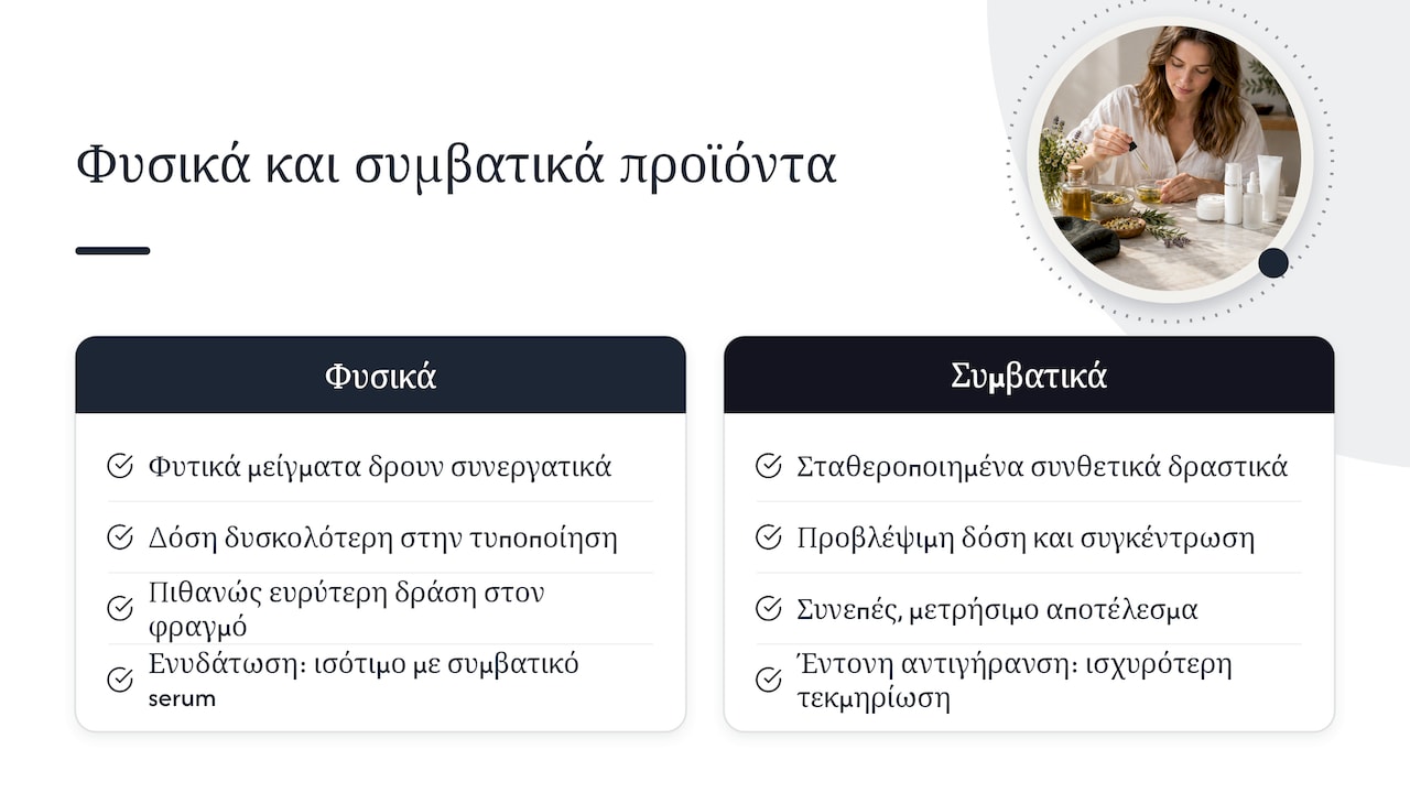 Φυσική περιποίηση έναντι συμβατικών προϊόντων: τι δείχνει η αποτελεσματικότητα — overview diagram