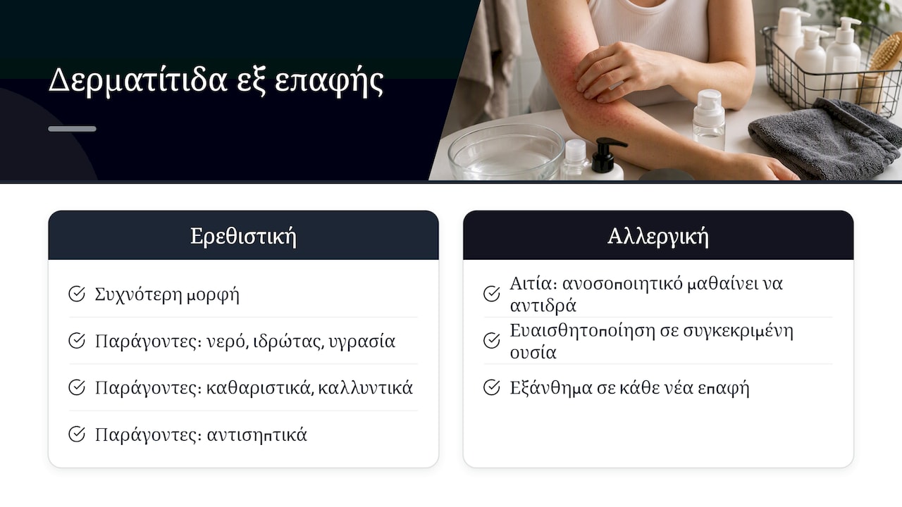Σύγκριση ερεθιστικής και αλλεργικής δερματίτιδας εξ επαφής